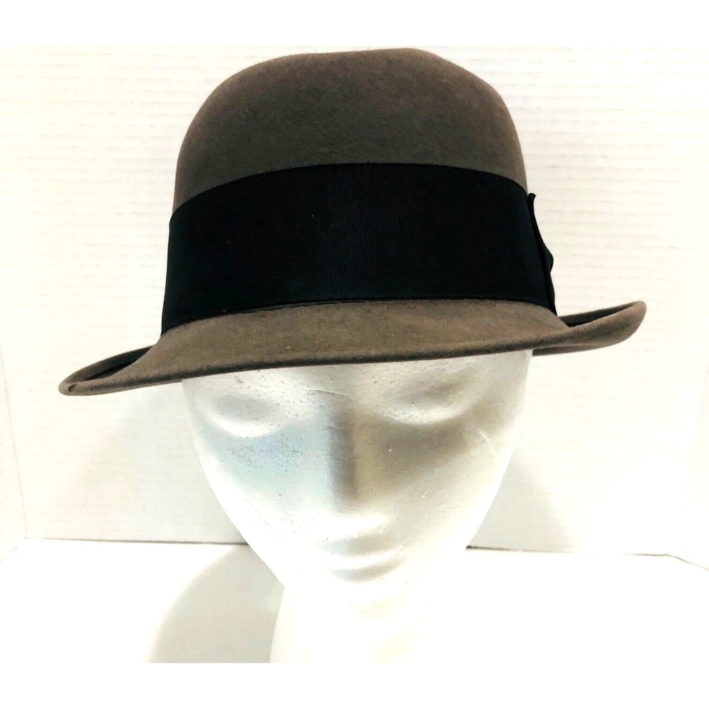 Vintage‎ Knox Derby Bowler Hat SAKS Gatsby Men's 7 Brown Felt Hatband Feather